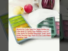 पानी की बोतलों के लिए सिलिकॉन आइस क्यूब ट्रे आइस क्यूब मोल्ड 12 गुहा, आसान रिलीज़ लंबी आइस क्यूब स्टिक्स के लिए बोतलबंद पेय, सोडा, खेल पेय, बर्टीटो अंडे, पैक 2 आइस क्यूब निर्माता डिशवॉशर सुरक्षित