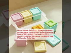 6 पैक सिलिकॉन बेबी फ़ूड स्टोरेज कंटेनर 4 औंस पुनः प्रयोज्य छोटे स्नैक कंटेनर फ्रीजर स्टोरेज एयरटाइट लिप के साथ लीक प्रूफ शिशुओं के लिए बच्चे बच्चे बेबी माइक्रोवेव डिशवॉशर सुरक्षित बीपीए मुक्त आइस क्यूब ट्रे