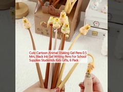 प्यारा कार्टून जानवर झटके जेल पेन 0.5 मिमी, काले स्याही जेल लेखन पेन स्कूल की आपूर्ति के लिए छात्र बच्चों के उपहार, 6 पैक
