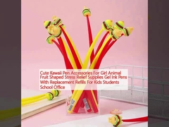 लड़की के लिए प्यारा कावाई पेन सहायक उपकरण पशु फल के आकार के तनाव राहत आपूर्ति बच्चों के लिए छात्रों के लिए स्कूल कार्यालय के लिए प्रतिस्थापन रिफिल के साथ जेल स्याही पेन